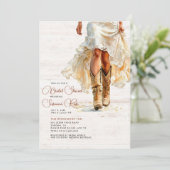 Invitation Fête des mariées de bottes pour fille en robe mari (Debout devant)