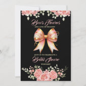 Invitation Fête des mariées de boue fleurie or et rose (Devant)