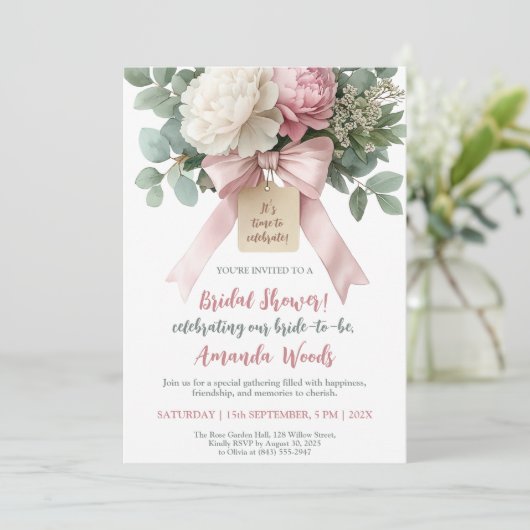 Invitation Fête des mariées de boue rose (Debout devant)