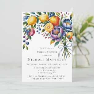 Invitation Fête des mariées de bouquet d'agrumes méditerranée