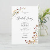 Invitation Fête des mariées de bouquet de Fleur sauvage blanc (Debout devant)