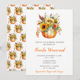 Invitation Fête des mariées de bouquet de fleurs citrouilles