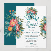 Invitation Fête des mariées de bouquet de Peony (Devant / Derrière)