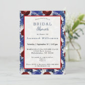 Invitation Fête des mariées de bouquet de rose bleu patriotiq (Debout devant)