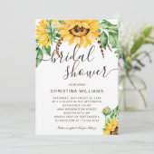 Invitation Fête des mariées de bouquet de tournesol rustique (Debout devant)