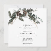 Invitation Fête des mariées de bouquet de verdure d'hiver (Devant)