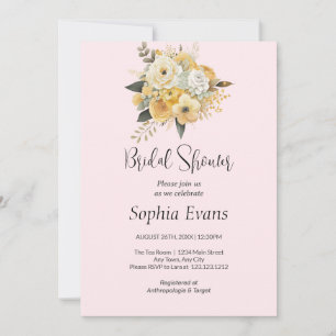 Invitation Fête des mariées de bouquet floral jaune et blanc