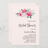 Invitation Fête des mariées de bouquet joliment rose (Devant / Derrière)
