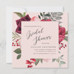 Invitation Fête des mariées de bouquet romantique rose nuptia