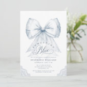 Invitation Fête des mariées de Bow bleu poussiéreux (Debout devant)