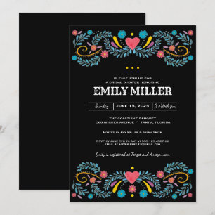 Invitation Fête des mariées de broderie florale mexicaine
