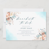 Invitation Fête des mariées de Brunch Aquarelle Bleue (Devant)