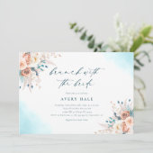 Invitation Fête des mariées de Brunch Aquarelle Bleue (Debout devant)