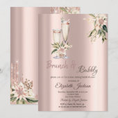 Invitation Fête des mariées de Brunch & Bubbly Pink Flowers D (Devant / Derrière)