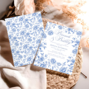 Invitation Fête des mariées de Brunch et Bubbly Blue Chinoise