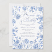 Invitation Fête des mariées de Brunch et Bubbly Blue Chinoise (Devant)