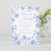 Invitation Fête des mariées de Brunch et Bubbly Blue Chinoise (Debout devant)