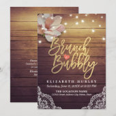 Invitation Fête des mariées de brunch et bulle Lumières à cor (Devant / Derrière)