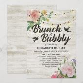 Invitation Fête des mariées de brunch et bulle Lumières à cor (Devant / Derrière)