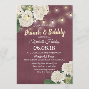 Invitation Fête des mariées de brunch et bulle Lumières à cor