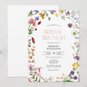 Invitation Fête des mariées de brunch Fleur sauvage aquarelle (Devant / Derrière)