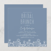 Invitation Fête des mariées de brunch Fleur sauvage bleu Dust (Devant / Derrière)