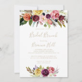 Invitation Fête des mariées de Brunch Floral Boho Or (Devant)