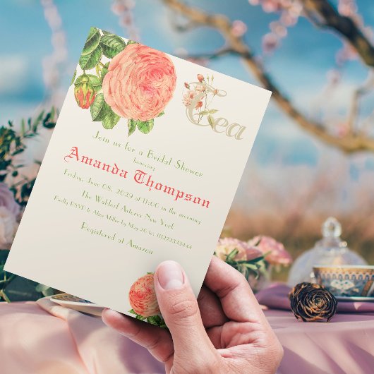 Invitation Fête des mariées de brunch Floral Rose moderne