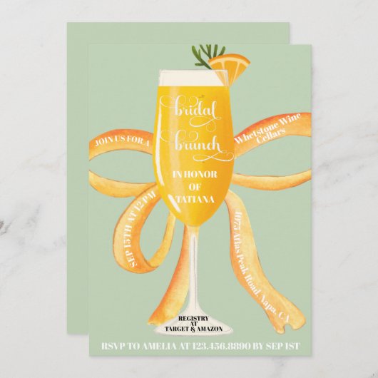 Invitation Fête des mariées de brunch nuptiale (Devant / Derrière)