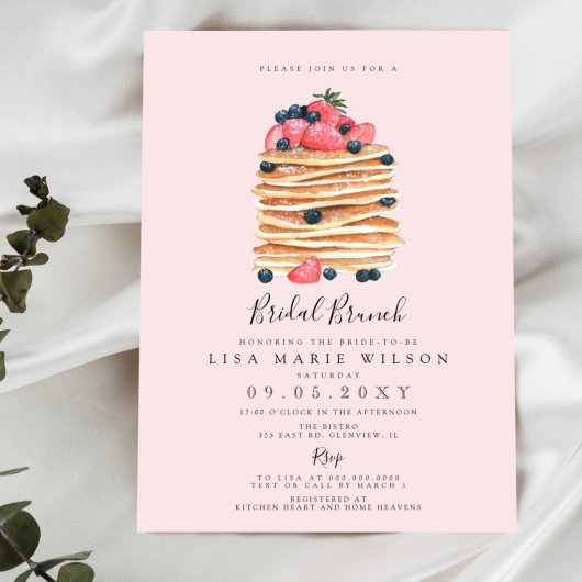 Invitation Fête des mariées de brunch nuptiale Pink Pancakes