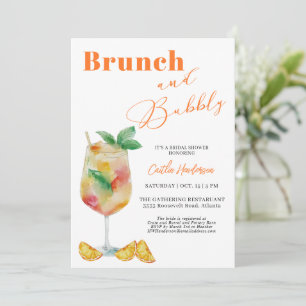 Invitation Fête des mariées de Brunch Orange et Champagne Bub