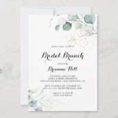 Invitation Fête des mariées de Brunch Rustique Gold Floral (Devant)