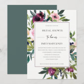 INVITATION FÊTE DES MARIÉES DE BUNCH FLORAL BURGUNDY BRILLANT (Devant / Derrière)