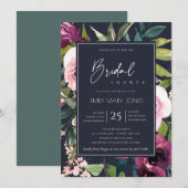 INVITATION FÊTE DES MARIÉES DE BUNCH FLORAL BURGUNDY DE MARIN (Devant / Derrière)