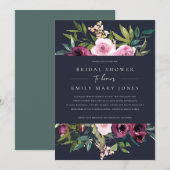 INVITATION FÊTE DES MARIÉES DE BUNCH FLORAL BURGUNDY DE MARIN (Devant / Derrière)