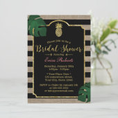 Invitation Fête des mariées de Burlap à ananas tropicale rust (Debout devant)