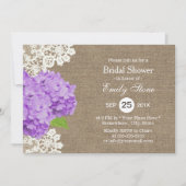 Invitation Fête des mariées de Burlap Violet Hydrangea Rustiq (Devant)