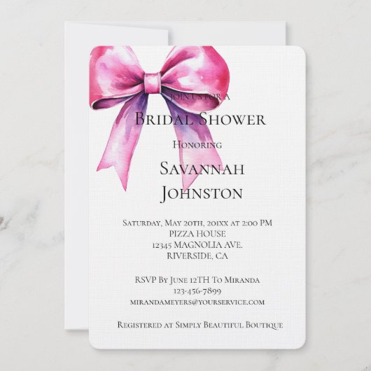 Invitation Fête des mariées de cabot rose (Devant)