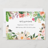 Invitation Fête des mariées de cactus à fleur d'aquarelle (Dos)