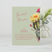 Invitation Fête des mariées de cactus couleur rose et de tail (Debout devant)