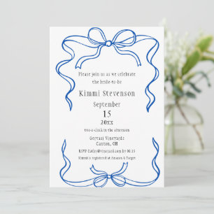 Invitation Fête des mariées de cadre bleu marine