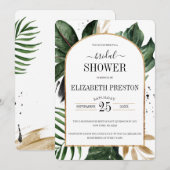 Invitation Fête des mariées de cadre d'arc Feuille Tropical é (Devant / Derrière)