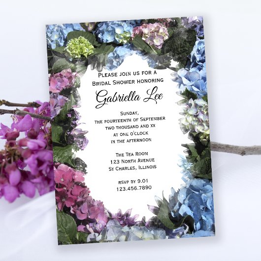 Invitation Fête des mariées de cadre de fleurs d'Hydrangea