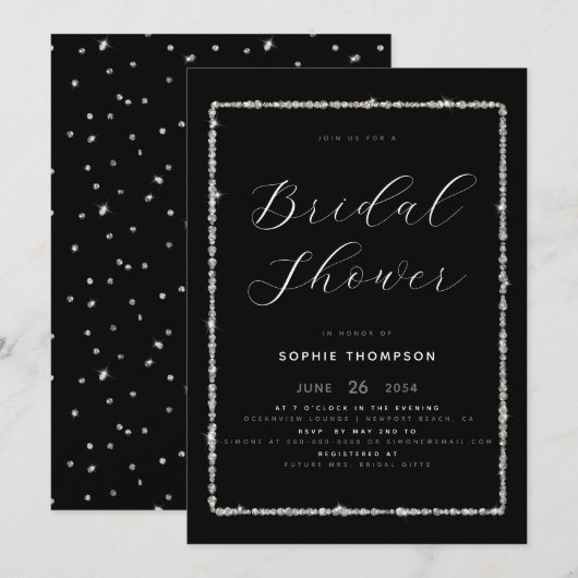 Invitation Fête des mariées de cadre de Parties scintillant D (Devant / Derrière)