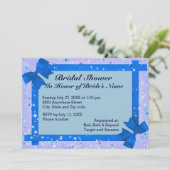 Invitation Fête des mariées de cadre de ruban bleu (Debout devant)