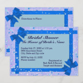 Invitation Fête des mariées de cadre de ruban bleu (Devant / Derrière)