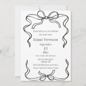 Invitation Fête des mariées de cadre de ruban noir simple (Devant)