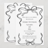 Invitation Fête des mariées de cadre de ruban noir simple (Devant / Derrière)