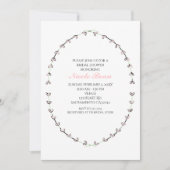 Invitation Fête des mariées de cadre de vigne rose rustique (Devant)