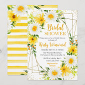 Invitation Fête des mariées de cadre doré Jaune et Blanc (Devant / Derrière)